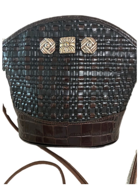 Brighton Handbags - Brighton EUC Vintage Black & Brown woven/Leather Crossbody Bag